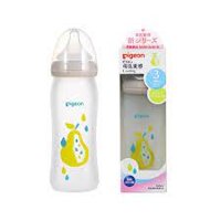 Bình sữa Pigeon nội địa Nhật cổ rộng thủy tinh Coating Fruits Handle Nhật 240ml ( phiên bản giới hạn)