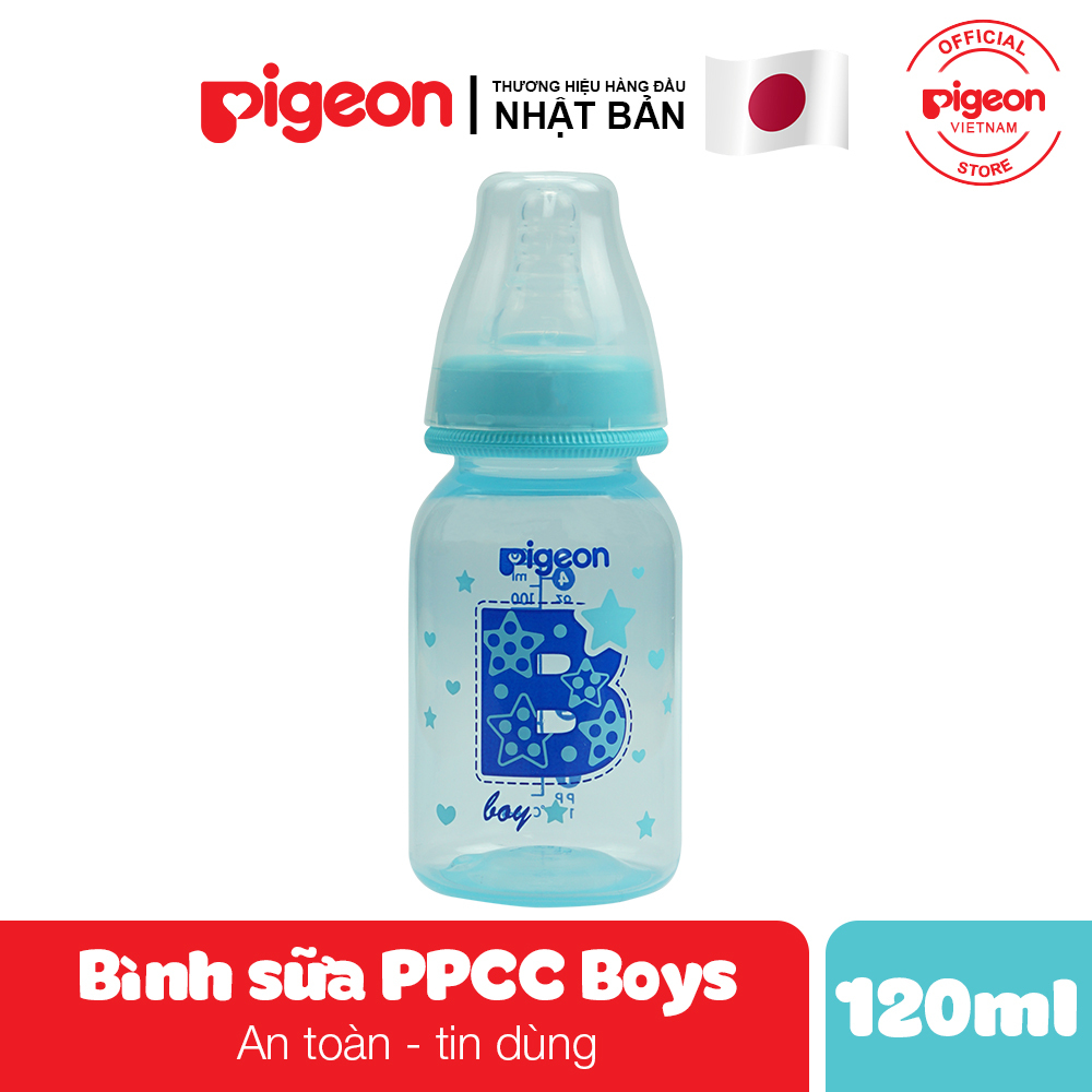 Bình sữa Pigeon PP cao cấp màu hồng bé gái - 120ml