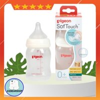 Bình sữa Pigeon PP Plus Cổ rộng 160ml với núm đi kèm size S ( 0-3 tháng)