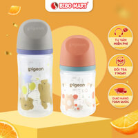 Bình Sữa Pigeon PP Plus WN3 Từ Nhựa An Toàn Núm Ti Silicone Siêu Mềm Chống Đầy Hơi Cho Bé 160ml 240ml - Bibo Mart
