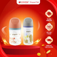 Bình Sữa Pigeon PP Plus WN3 Nhựa An Toàn Núm Ti Silicone Siêu Mềm Chống Sặc Hạn Chế Đầy Hơi 160ml 240ml - Bibomart S3