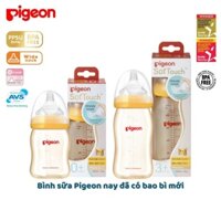 Bình sữa Pigeon Softouch (PHIÊN BẢN MỚI) cổ rộng dung tích 160ml / 240ml chất liệu PPSU an toàn cho bé - Dom Dom Kids