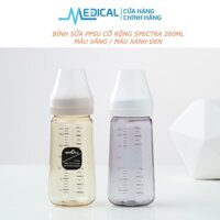 Bình sữa PPSU cổ rộng dùng cho máy hút sữa SPECTRA 260ml kèm núm ti size M/L/XL chính hãng - MEDICAL