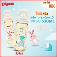 Bình Sữa PPSU Plus Voi Xanh/Thỏ Hồng 330ml Pigeon