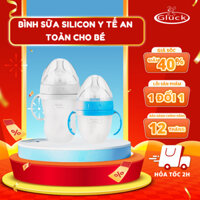 Bình Sữa Silicon GLuck GP150-GP240, Bình Sữa Cổ Rộng, Không Có Vi Nhựa, Chống Sặc, Có Tay Cầm 360 Độ, Dung Tích 240ml