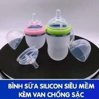 Bình sữa silicon siêu mềm 150ML va 250ml - Tặng van chống sặc