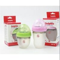 Bình sữa sillicon cao cấp Dolphin ( tặng 1 thìa hoặc 1 đĩa PP)