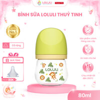 Bình Sữa Sơ Sinh Cho Bé Loluli, Bình Sữa Thủy Tinh dung tích 80ml | LOLULI