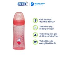 Bình sữa tam giác thông minh núm ti đa tốc độ Dodie 330ml