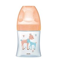 Bình sữa tam giác ti dẹt 150ml thủy tinh hình nai màu kem