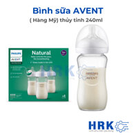 Bình sữa thủy tinh Avent Natural 240ml SCY913/03 Mẫu mới, núm số 3