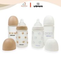 Bình sữa thuỷ tinh cho bé Ubmom 180ml/240ml, bình sữa trẻ em cách nhiệt cao cấp - Monnie Kids