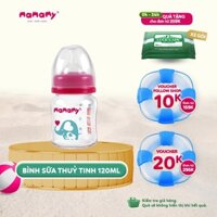 Bình sữa thuỷ tinh chống sặc và đầy hơi Mamamy nắp hồng/ nắp xanh bảo vệ hệ tiêu hóa cho bé 120ml (size núm ti S/M/L)