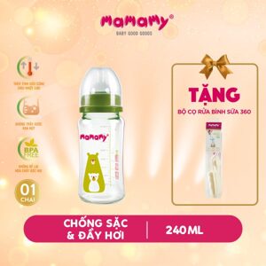 Bình sữa thủy tinh cổ rộng Mamamy 240ml