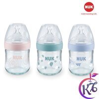 Bình sữa thủy tinh cổ rộng NUK Nature Sense 120ml ty Silicone 1M - NU21501 (3 màu) - bình sữa cổ rộng cho bé