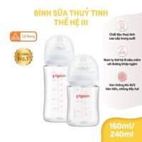Bình sữa Thuỷ Tinh cổ rộng Pigeon Softouch Baby Friend World thế hệ III 240ml