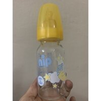 Bình sữa thủy tinh cổ thường 125ml NIP35010, núm ti silicon lỗ S