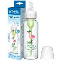 Bình sữa thủy tinh Dr.Brown's Options Plus 250ml cổ thường kèm núm ti số 2 (3-6m)