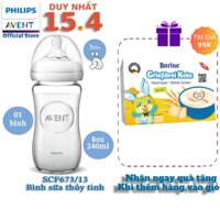 Bình Sữa Thủy Tinh Hiệu Philips Avent Dòng Mô Phỏng Tự Nhiên Dung Tích 240ml SCF673/13 Cho Trẻ Từ 1 Tháng Tuổi Trở Lên