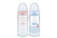 Bình Sữa Thủy Tinh Nuk 240ml Và Núm Ti Silicone Nuk S1 Size M