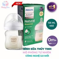 Bình Sữa Thủy Tinh Philips Avent Natural 125ml - Mô Phỏng Tự Nhiên, An Toàn, Chống Sặc, Dễ Vệ Sinh