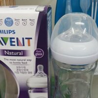 Bình sữa thủy tinh Philips Avent 120ml, 240 ml núm ty  silicone  mô phỏng tự nhiên