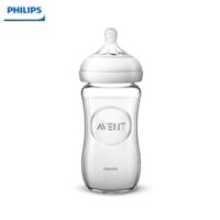Bình sữa thủy tinh Philips Avent Nature mô phỏng tự nhiên 240ml (SCF673.13)