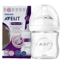 Bình sữa thủy tinh Philips Avent Natural cổ rộng mô phỏng tự nhiên 120ml (SCF671/13)