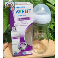 Bình sữa thủy tinh Phillips Avent Natural 120ml 240ml made in france tặng nắp bình sữa
