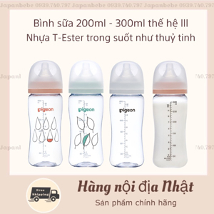 Bình sữa thuỷ tinh Pigeon cổ chuẩn 200ml