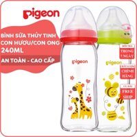 Bình sữa thuỷ tinh Plus Pigeon 240ml không BPA an toàn cho bé -SP000021