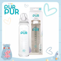 Bình sữa thủy tinh PUR 240ml, có sẵn 1 núm Comfort size L trong bình