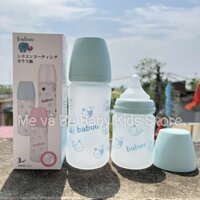 Bình sữa Thủy tinh tráng silicone Babuu Cá voi xanh dung tích 160ml, 240ml