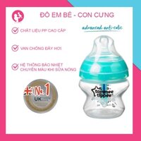 ☃☃❡Bình sữa Tommee Tippee Advanced Anti-Colic 150ml, chống đầy hơi kèm báo nhiệt, ty đi 0-3 tháng - con cưng akachan