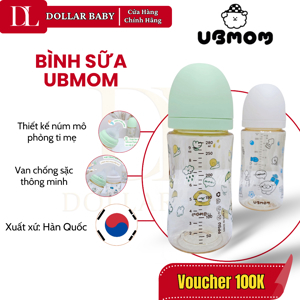 Bình sữa UBMOM PPSU cổ rộng (200ml)