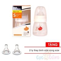 Bình sữa Wesser cổ nhỏ nhựa PP 60ml (phiên bản mới) Tặng 2 ty binh sua cùng size