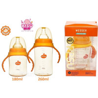 Bình sữa Wesser cổ rộng nhựa PPSU cao cấp cho bé 180ml 260ml bình sữa có tay cầm