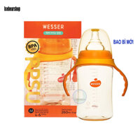 Bình Sữa Wesser Cổ Rộng PPSU, Bình Bú Cho Bé  Cổ Lớn 180ml /260ml, Không BPA An Toàn Cho Trẻ.
