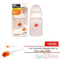 Bình sữa Wesser công nghệ kháng khuẩn 140ml cổ thường nhựa- tặng  1 cọ rửa bình sữa