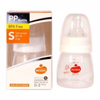 Bình sữa Wesser PP cổ hẹp cho trẻ sơ sinh, dung tích 60ml, bình sữa BPA FREE an toàn cho bé