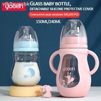 ►Bình sữa YOUEN bằng thủy tinh dung tích 150/240ml rộng 5cm phù hợp cho bé 0-12 tháng tuổi