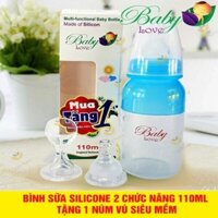 Bình sữa/ăn dặm silicon Baby love 2 chức năng cho bé