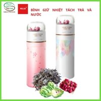 Bình Tách Trà Giữ Nhiệt 2 Lớp Hahulado Tách Nước Và Bã Trà Riêng 400ml Inox 316 Và Thủy Tinh Cao cấp