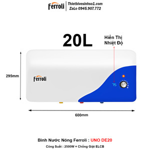 Bình nóng lạnh Ferroli UNO DE 20L