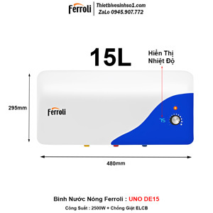 Bình nóng lạnh Ferroli UNO DE 15L