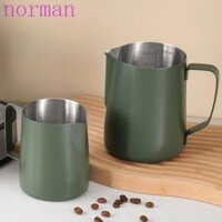 Bình tạo bọt sữa cà phê NORMAN, Thép không gỉ có vảy Latte Art Cup, Vòi tạo bọt hình chữ V gia dụng 350 / 600ml Bình tạo bọt sữa chống rỉ sét Cappuccino