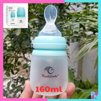 Bình tập ăn cổ rộng 160ml cho bé bình tập ăn dặm silicone muỗng thìa silicon bóp mềm (Không BPA/BPS) Có thể đút sữa