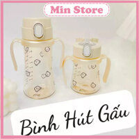 Bình tập hút Grosmimi cá heo- Cherry- space 200ml 300ml hàn Quốc, Bình uống sữa có ống hút tay cầm