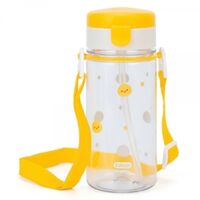 Bình tập uống ống hút chống tràn ecozen Edison (350ml, dây đeo, vàng)