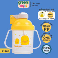 Bình tập uống Piyo Piyo 240ml nắp bật, ống hút ngăn tràn, hai tay cầm, cho bé 8 tháng tuổi trở lên